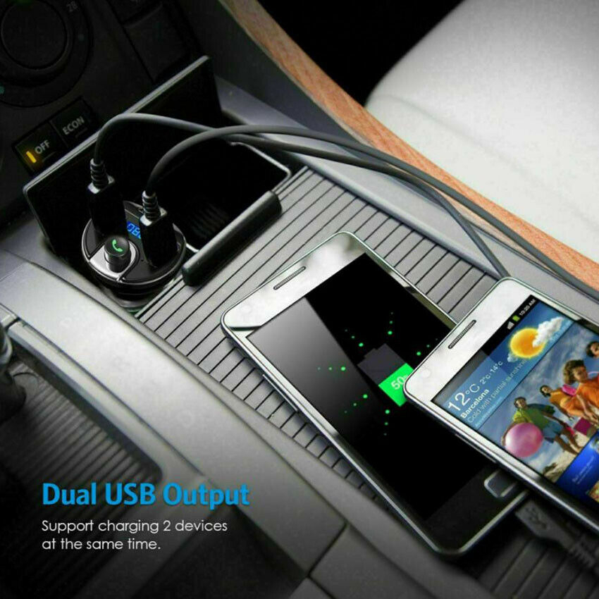 Wireless In-Car Bluetooth FM Transmitter MP3 Radio Adapter Fast 2USB Charger
