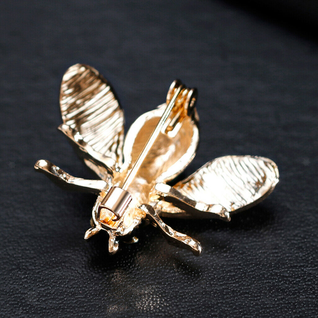 Cute Yellow Enamel Color Crystal Bug Honeybee Brooch Green Eye Corsage Pin