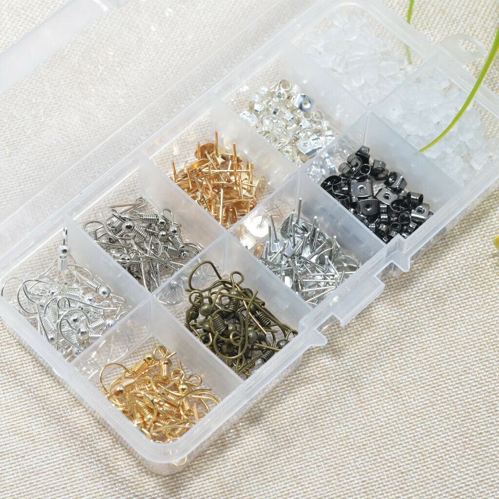 1Box Earrings Making Supplies Kit Earring Hooks, Earring Backs, Earrings Posts