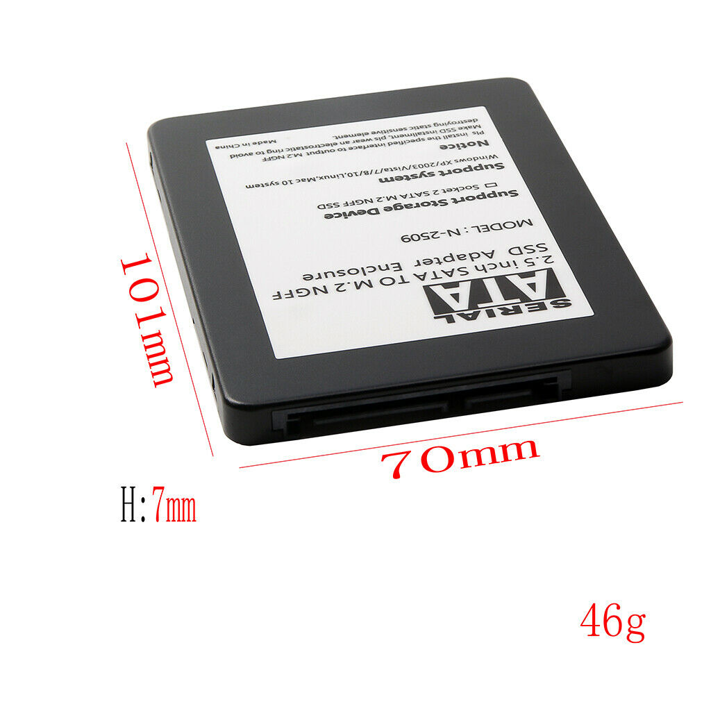 sata protocol ngff m.2 to 2.5 inch sata interface 7mm aluminum alloy hdd case