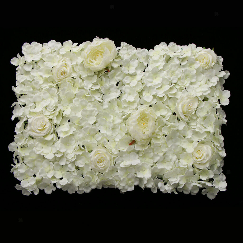 Artificial Hydrangea Rose Peony Silk Flower Wall Panels Background White