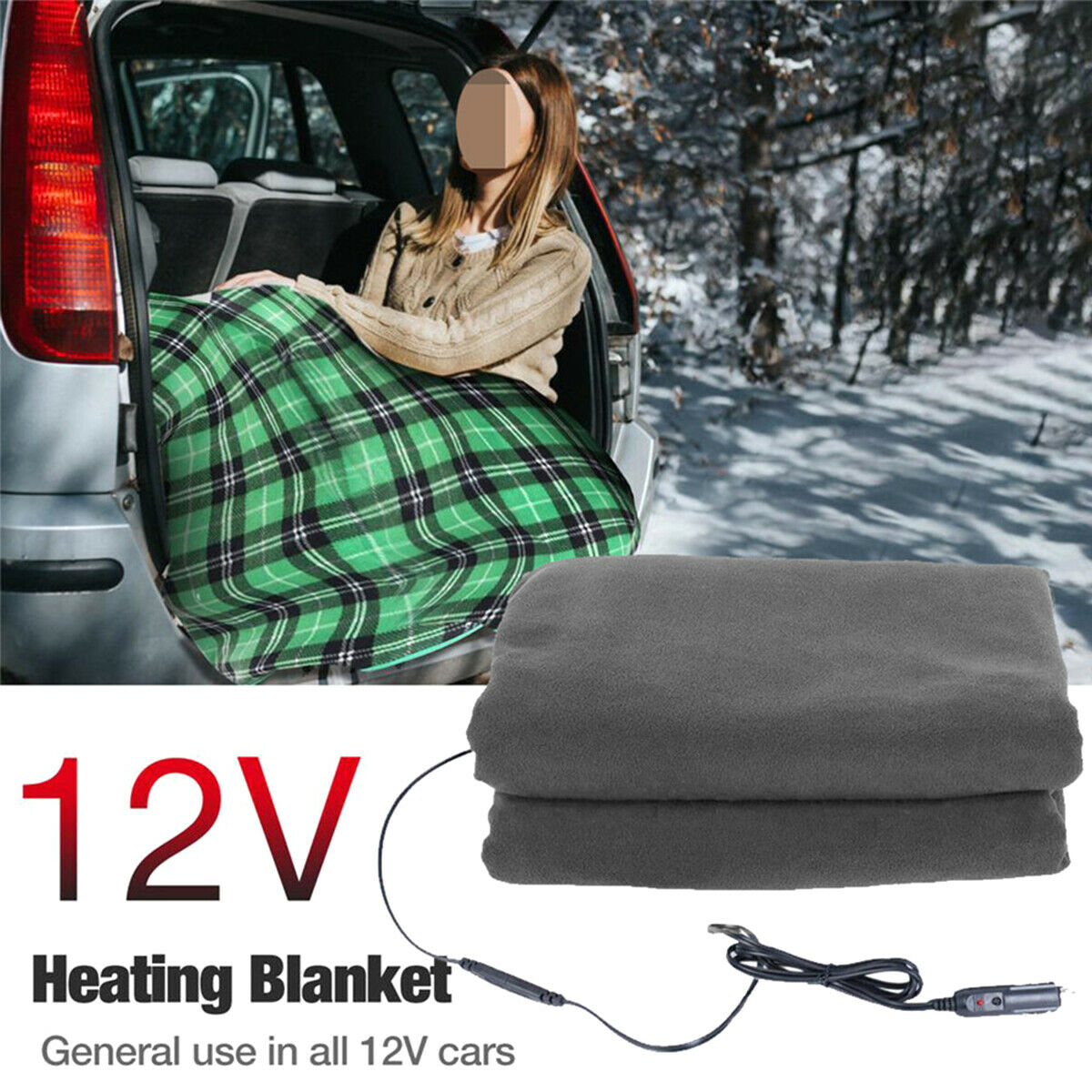 1PCS 12V Universal Car Truck Adjustable High/ Low Heat Electric Heating Blanket