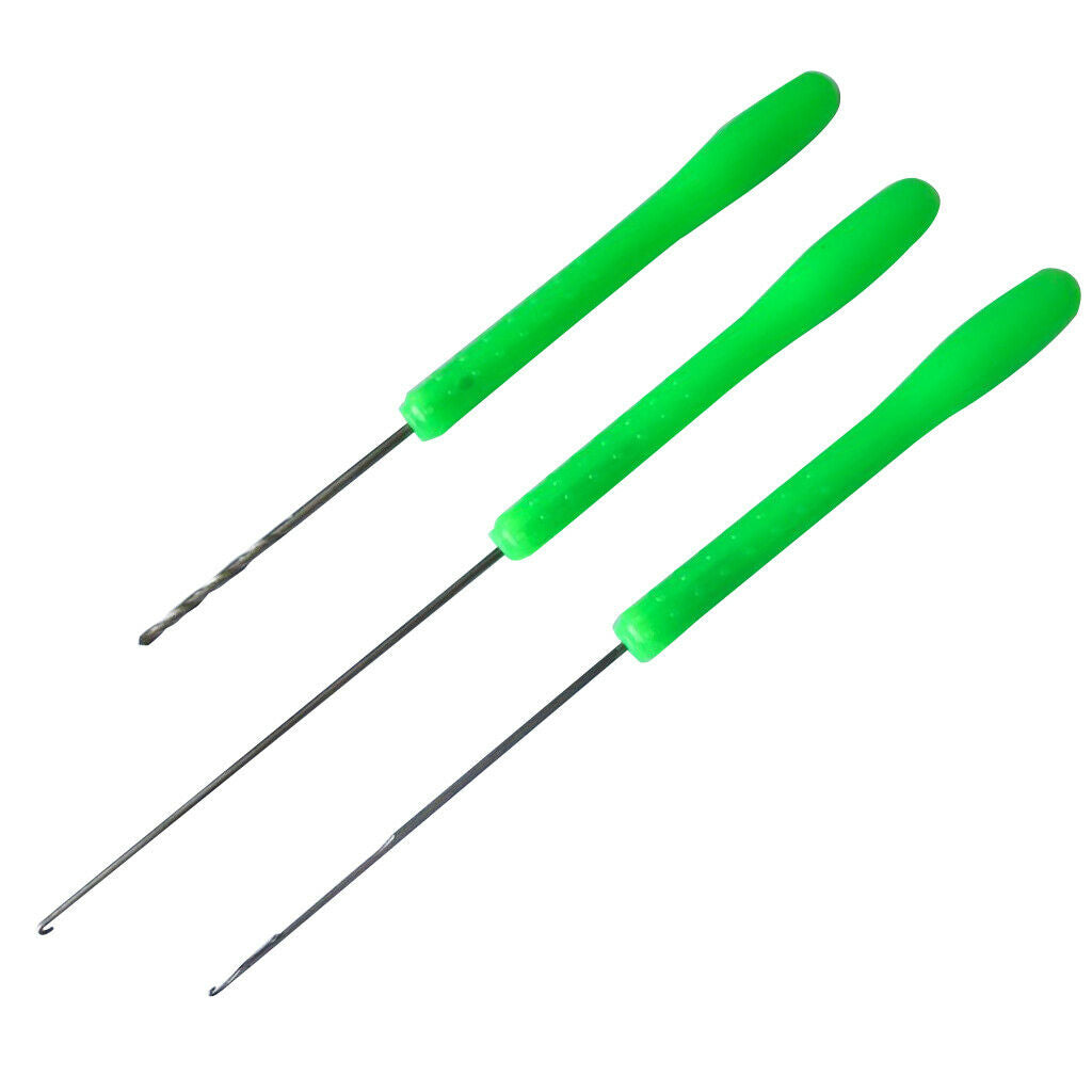 3pcs Fishing Bait Needle Drill Stringer Hook Rig Rigging Tackle Tool Kit Set