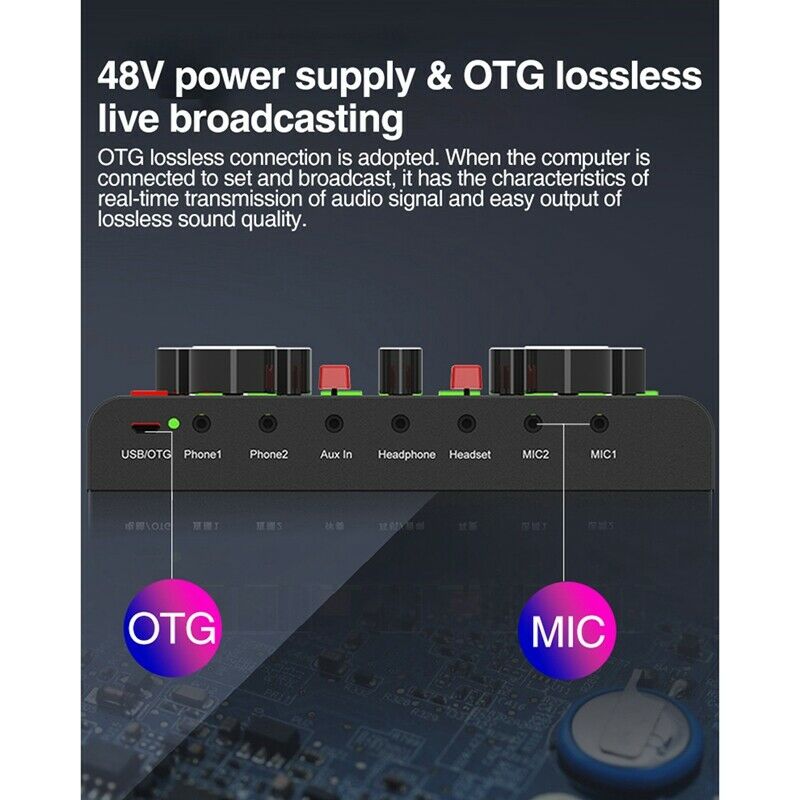 V9X PRO Sound Card,Audio Mixer for Live Broadcast Recording Phone Computer PW5P2