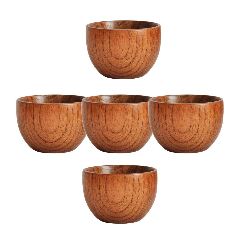 Set of 5 75ml Handmade Mini Wooden Tea Cup Drinking Cup Primitive for Beer