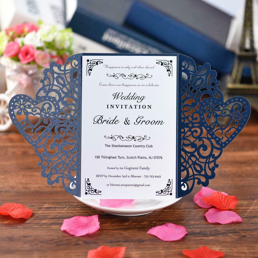 10 Set Wedding Lace Flower Invitations Card Hollow Invitation Greeting Card