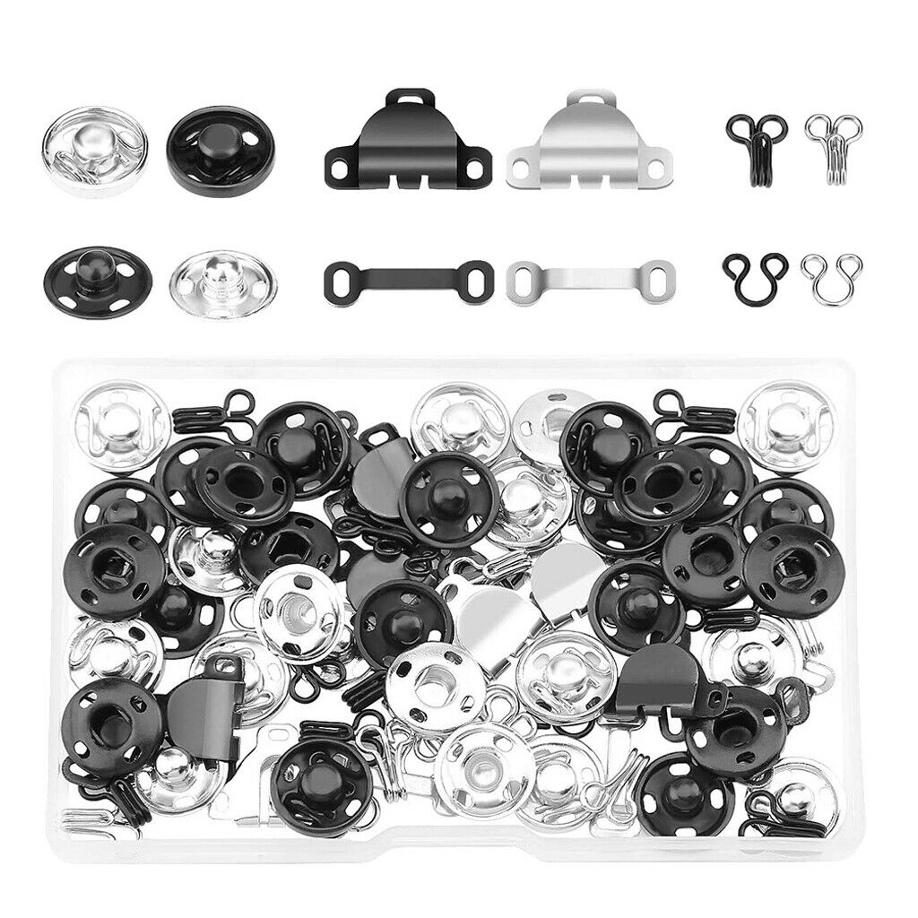 50 Pairs Skirt Hooks and Eyes Sewing Sew-on Snaps Buttons Closures for Trousers