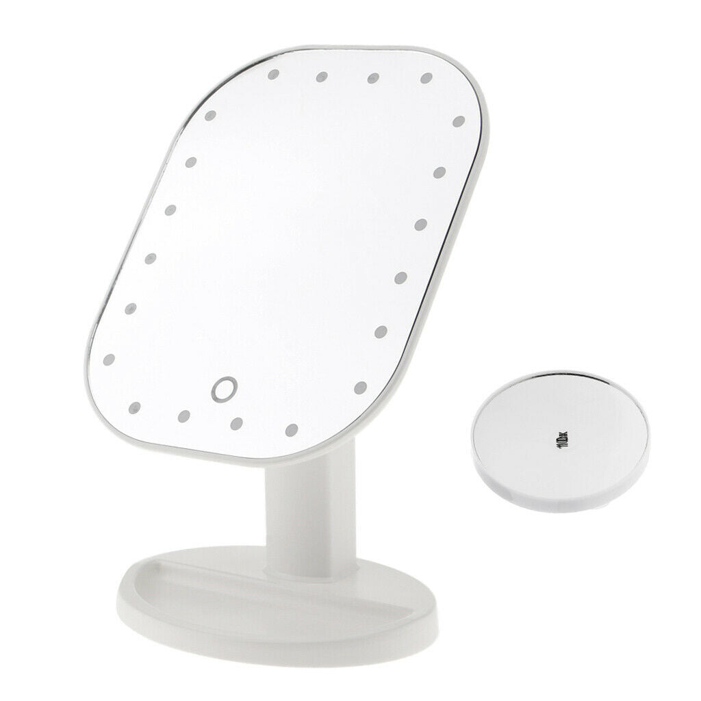 LED Light Touch Mirror Cosmetic Makeup Shaving Magnifying 10X Mirror White