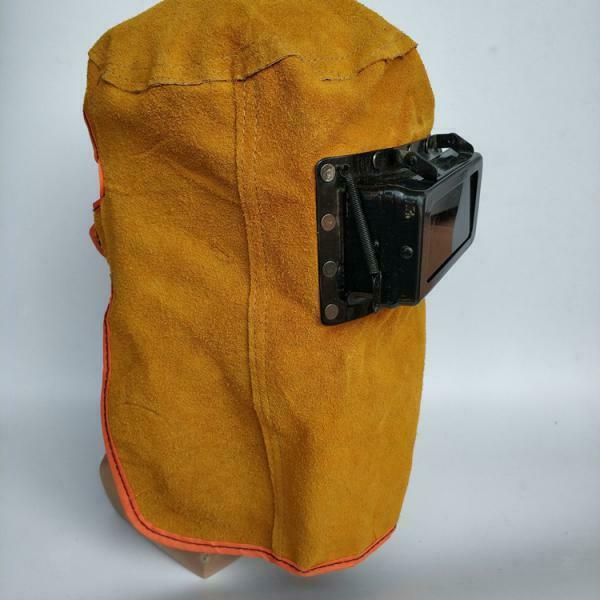 Welding helmet, hood, eyeglass lens, leather double layer, strong light