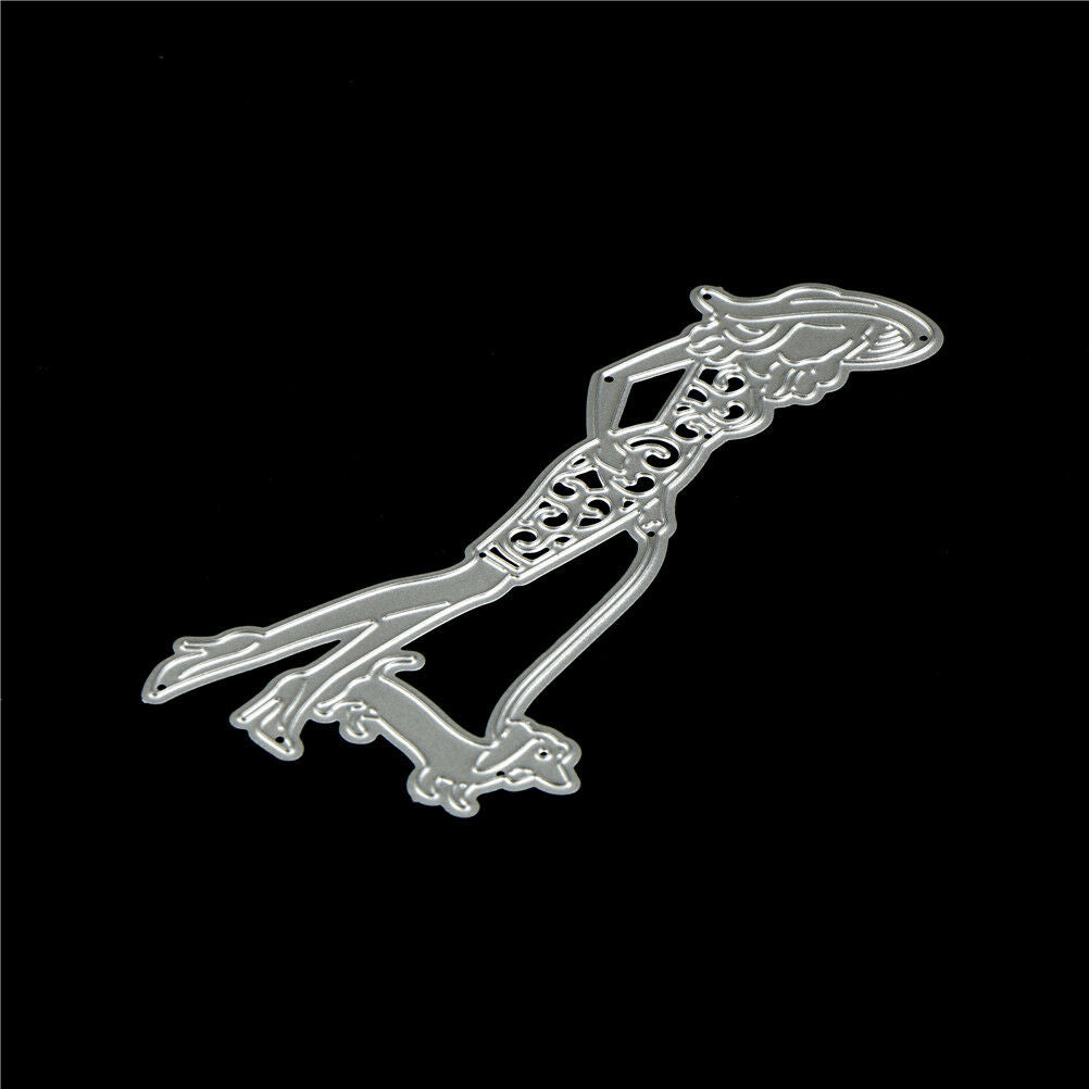 Happy Girls Walk the Dogs Metal Cutting Dies Embossing Stencils Decorative Cards