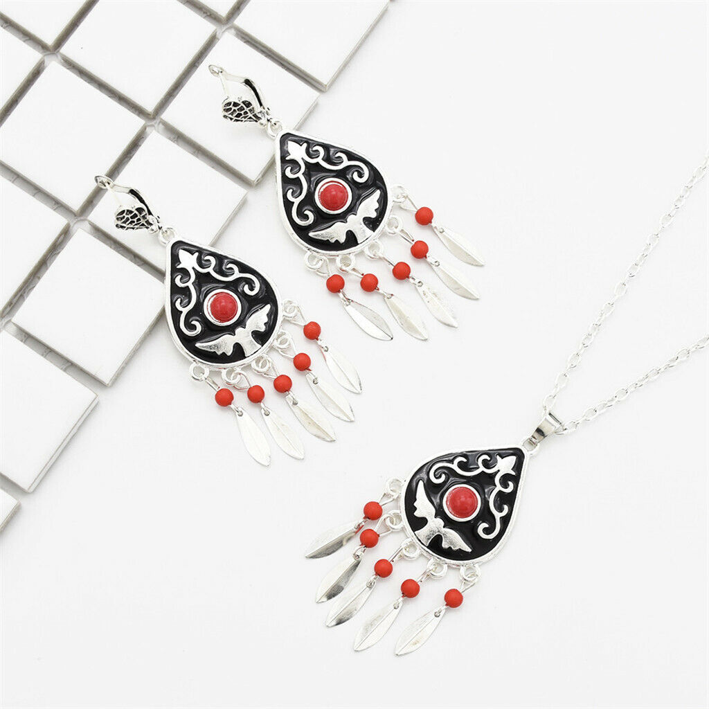 1 Set Bohemian Bead Tassel Necklace and Earring Sets Women Jewelry Set Type4