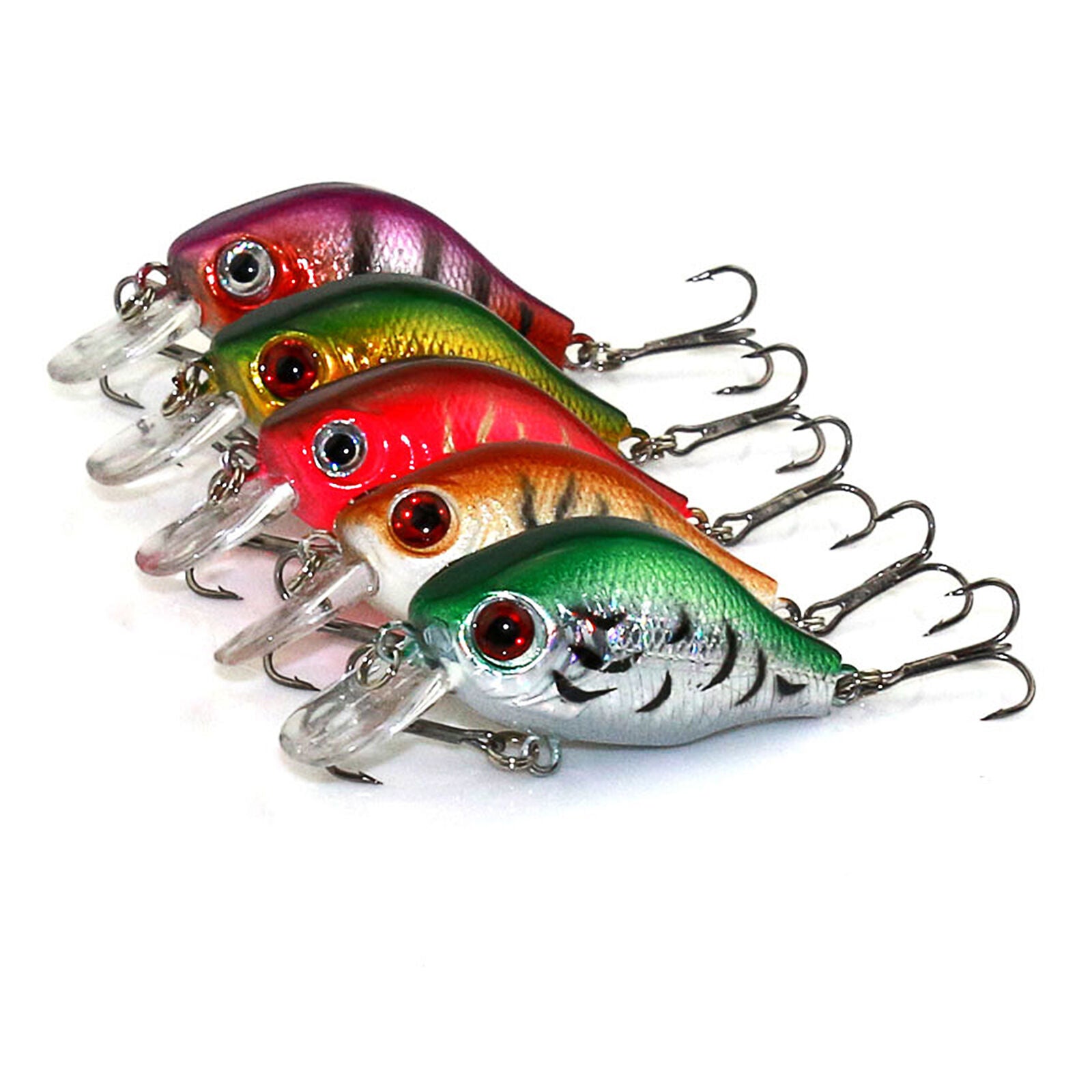 Popular 5pcs Plastic Fishing Lures Bass CrankBait Crank Bait Tackle 5.5cm/8g Set