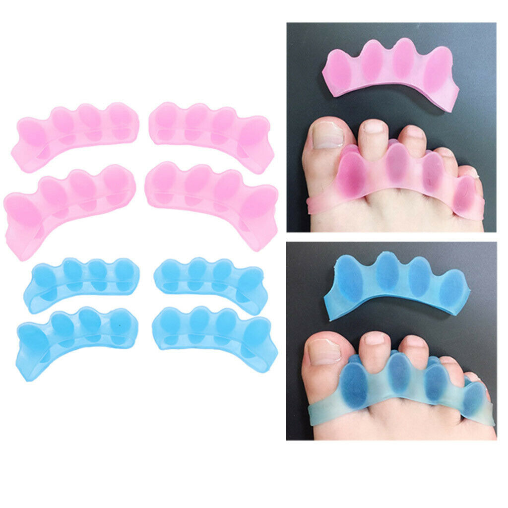 4Pairs Elastic Comfort Silicone Gel Toe Hallux Valgus Separator Straightener