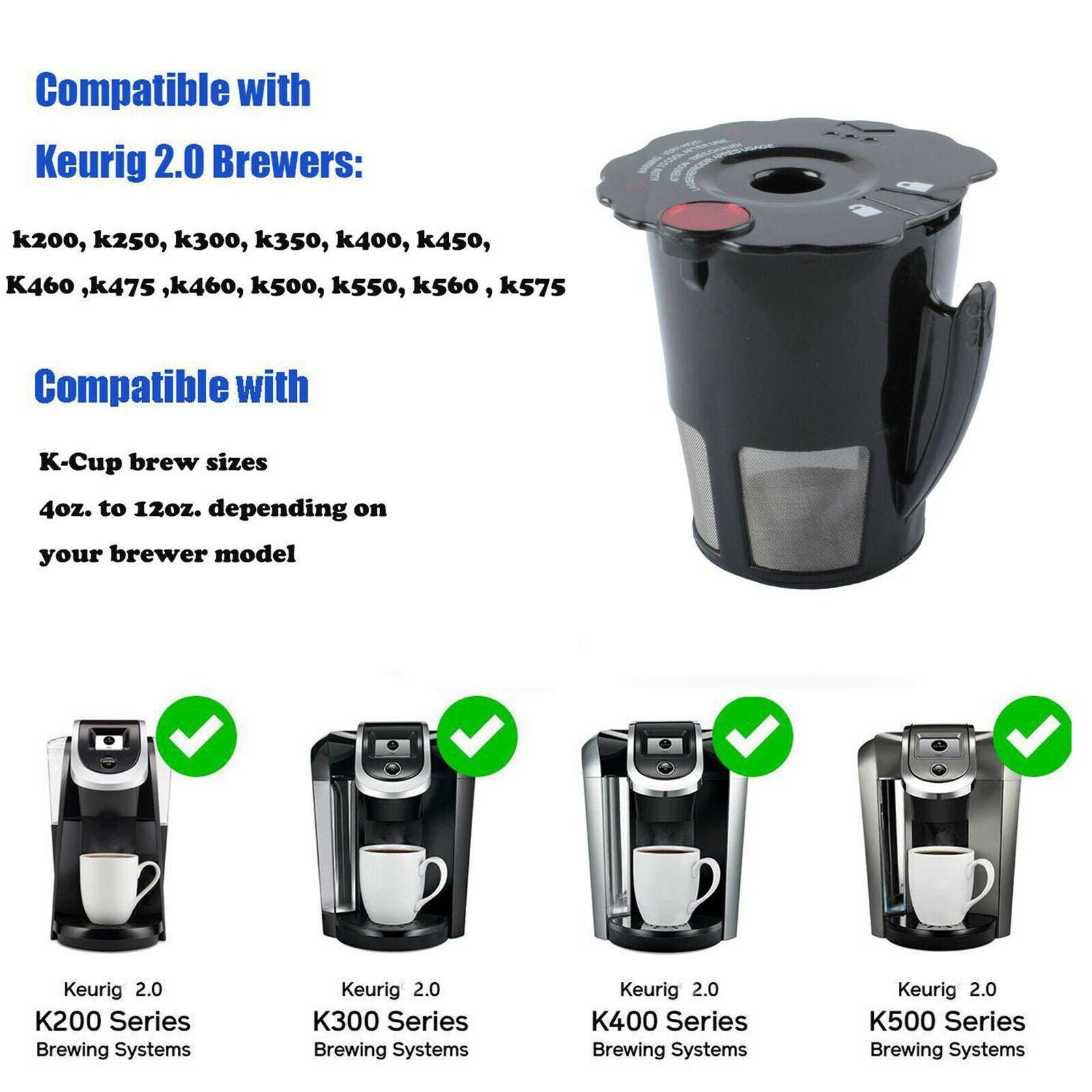 Universal Reusable K Cups For Keurig 2.0 Brewers Refillable Single Cup