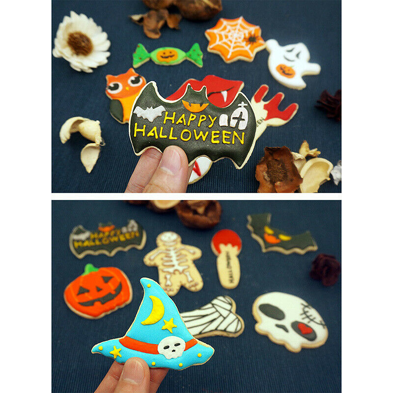 10pcs Stainless Steel Halloween Cookie Cutter Set Hand Press Mould Tools Kitc KX