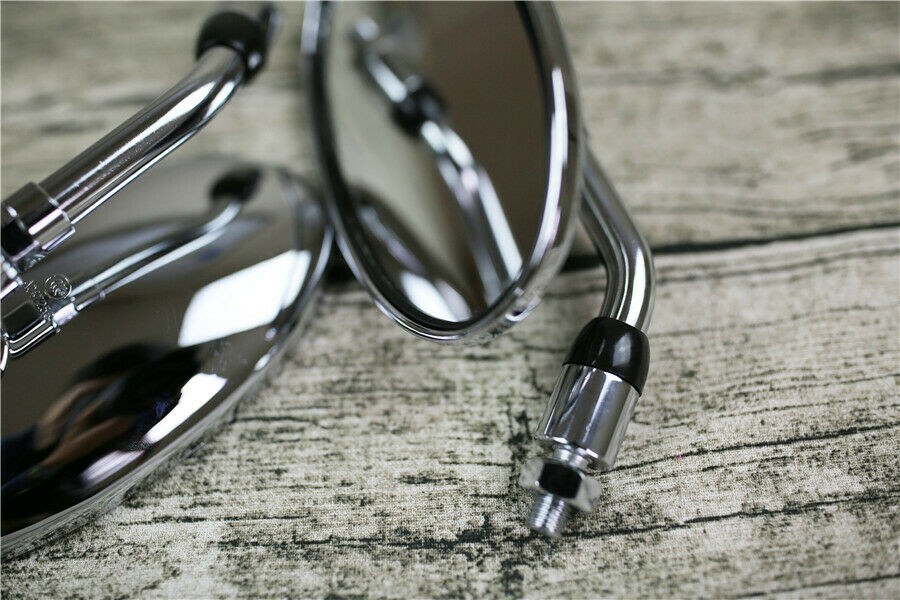 2PCS Retro oval modified coffee short handle plating rearview mirror large field