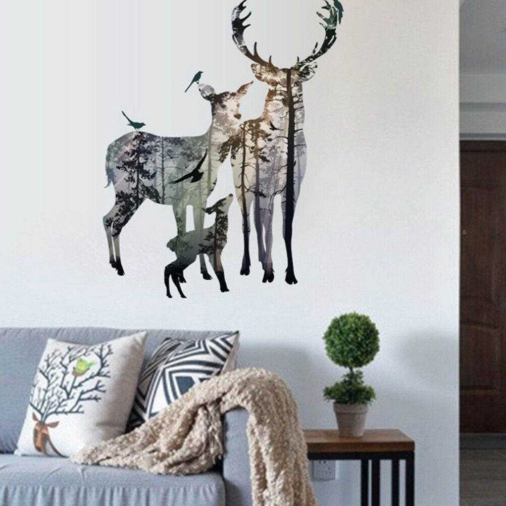 removable deer forest wall stickers decals art mural vinyl jfome decor di.l8