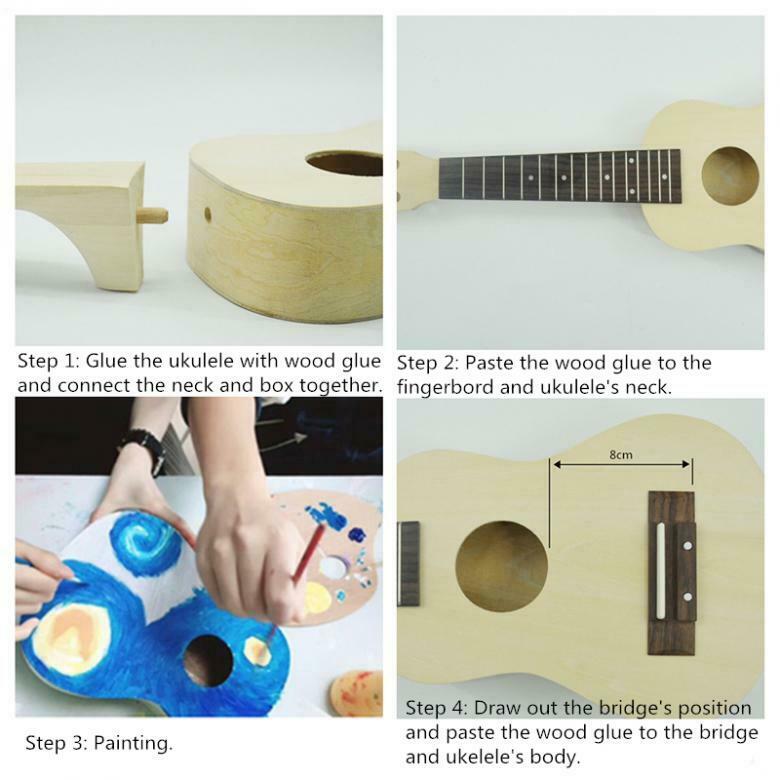Ukulele DIY Kit Soprano Hawaii Guitar Handwork Parents-Child Painting Campaign