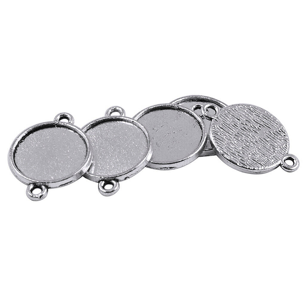 50x Double Bail Blank Cabochon Connector Setting Base DIY Necklace Findings
