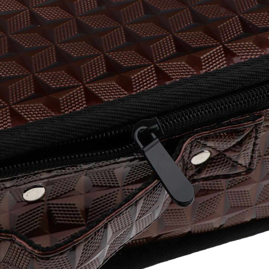 Hair Scissors/Shears Holder Case Clips,Combs PU Bag Diamond Texture Brown