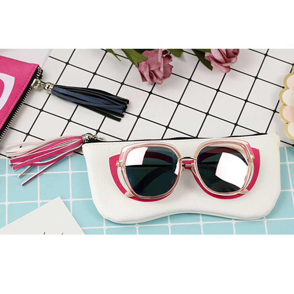 2x PU Leather Sunglasses Pouch Fringe Eyeglass Holder Storage Bag Dustproof