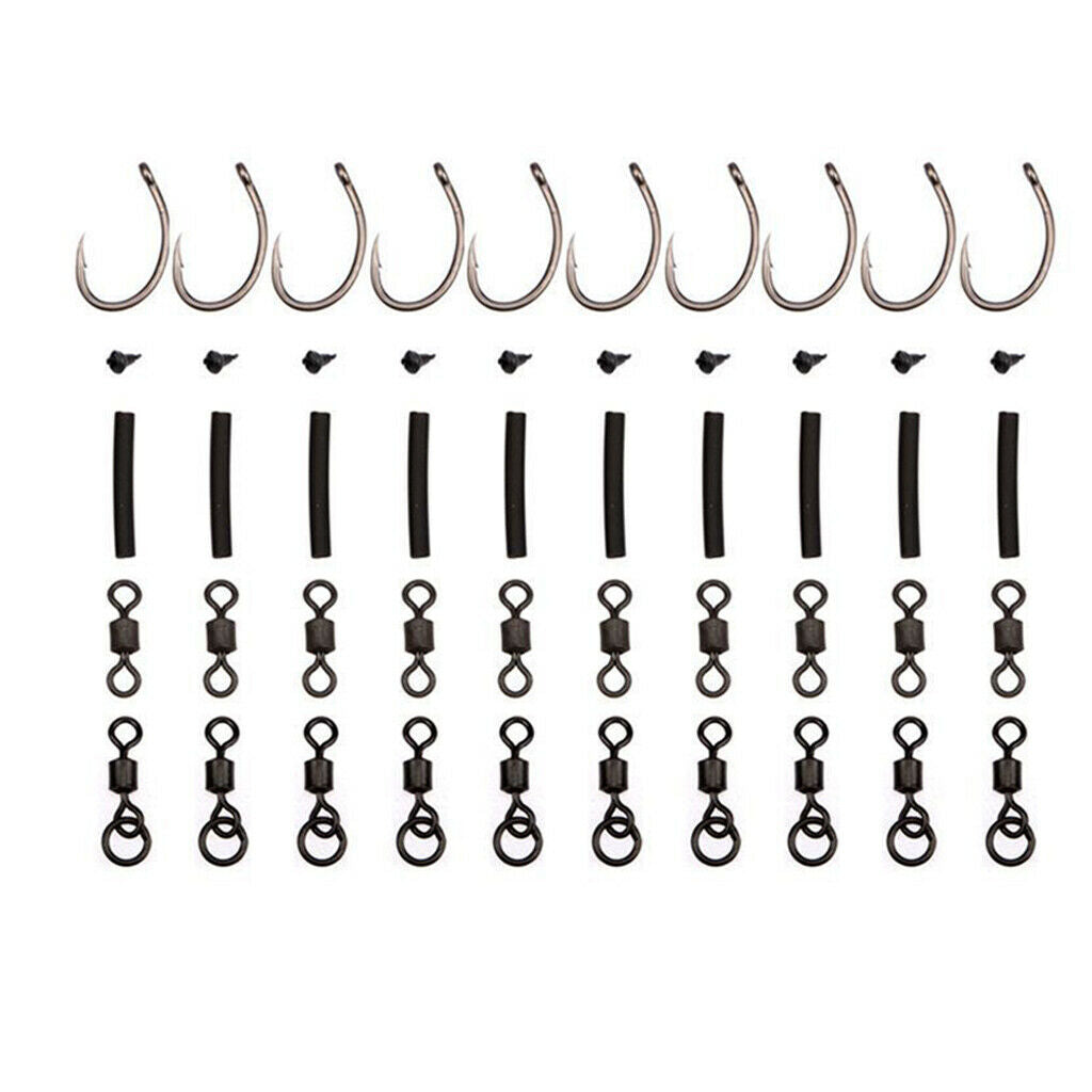 10 Carp Fishing Hooks Ready Tied Ronnie Rigs Hook Links for   Ups Fishing