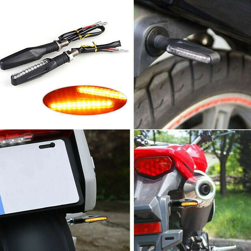 4PCS UNIVERSAL FLOWING MOTORCYCLE LED TURN SIGNAL INDICATOR BLINKER AMBER LIGHT