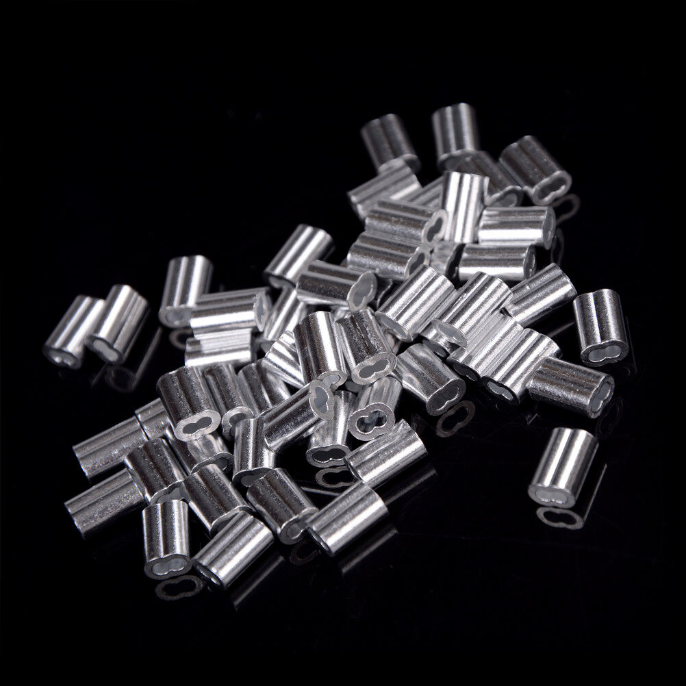 50pcs 1.5mm Cable Crimps Aluminum Sleeves Cable Wire Rope Clip Fitting DD
