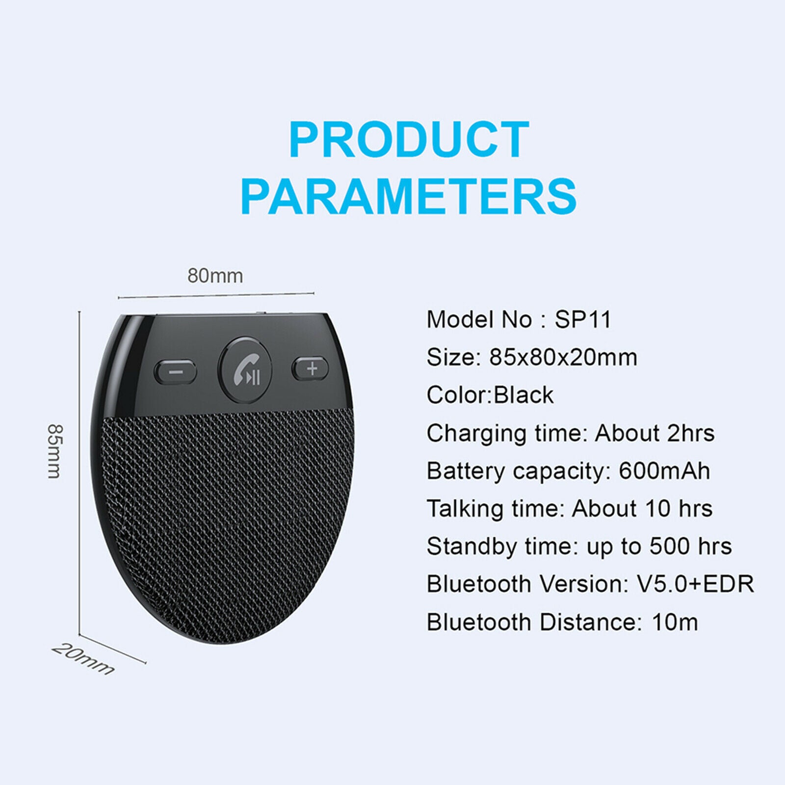 Bluetooth Car Speaker with Visor Clip Clear Sound for Handsfree Calling