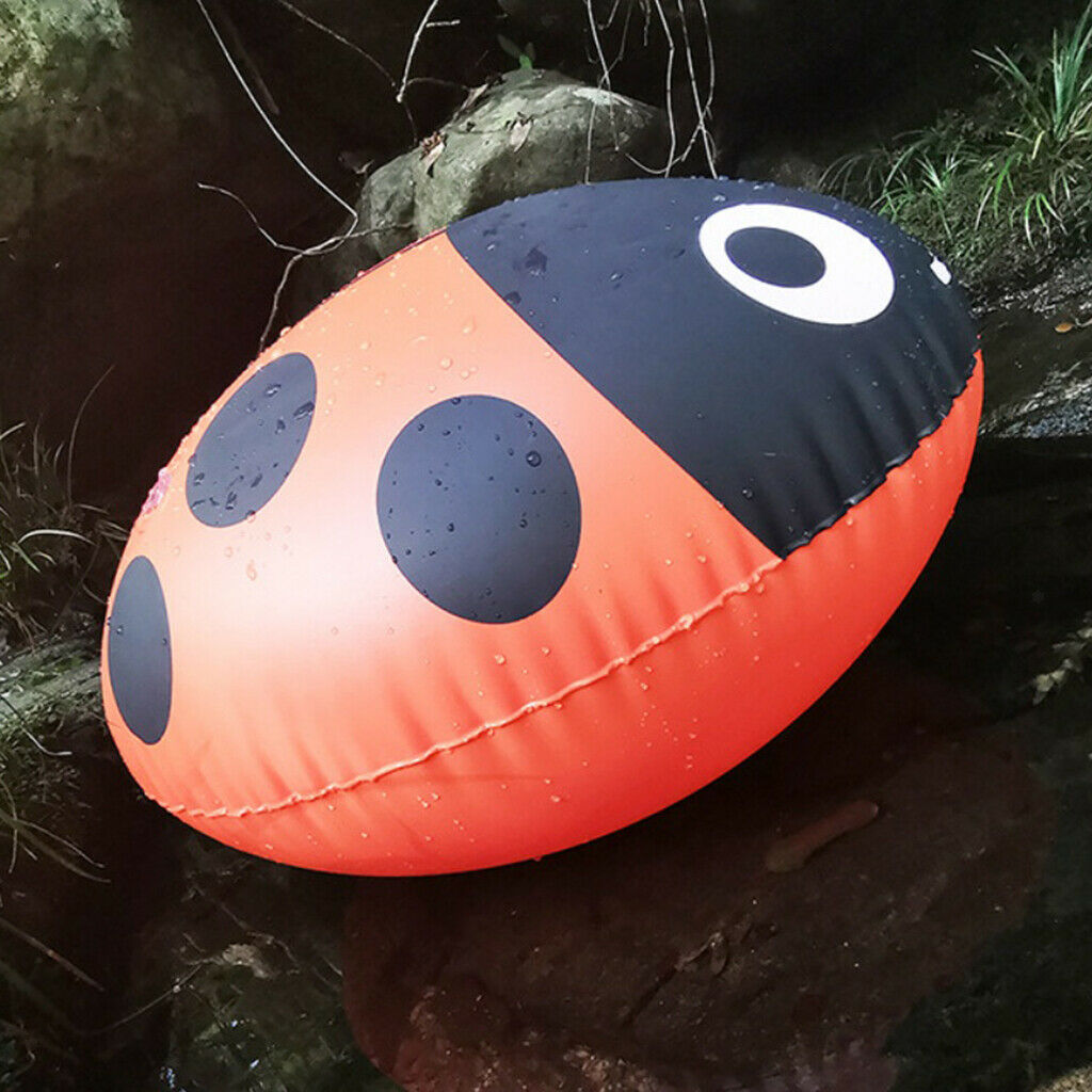 2 Pieces PVC Waterproof Air Bag Ladybug Buoy Swimming Tow Float Dry Ball