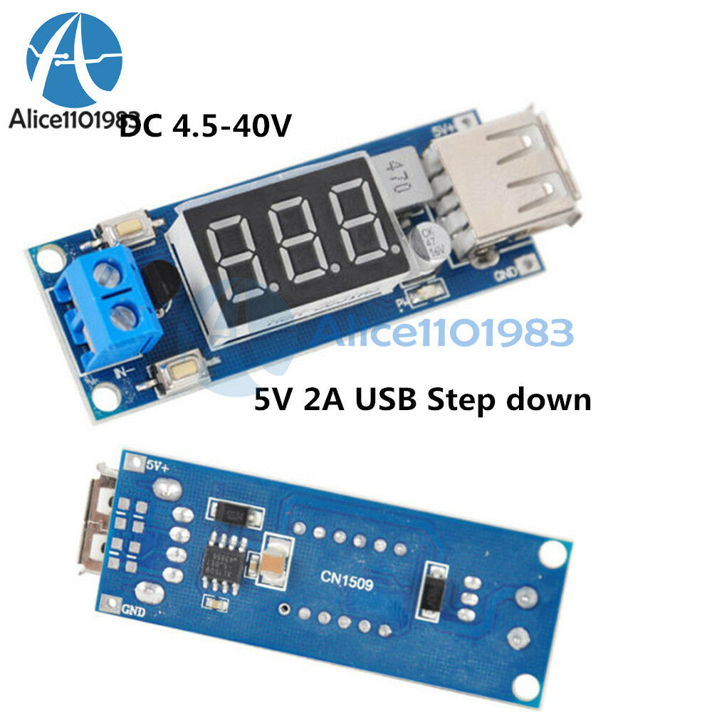 2PCS 2A USB Charger DC-DC 4.5-40V To 5V Step-down Converter Voltmeter Module