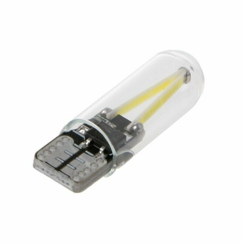 10Pcs T10 COB LED CANBUS Silica Glass License Light Bulbs 194 168 W5W Warm White