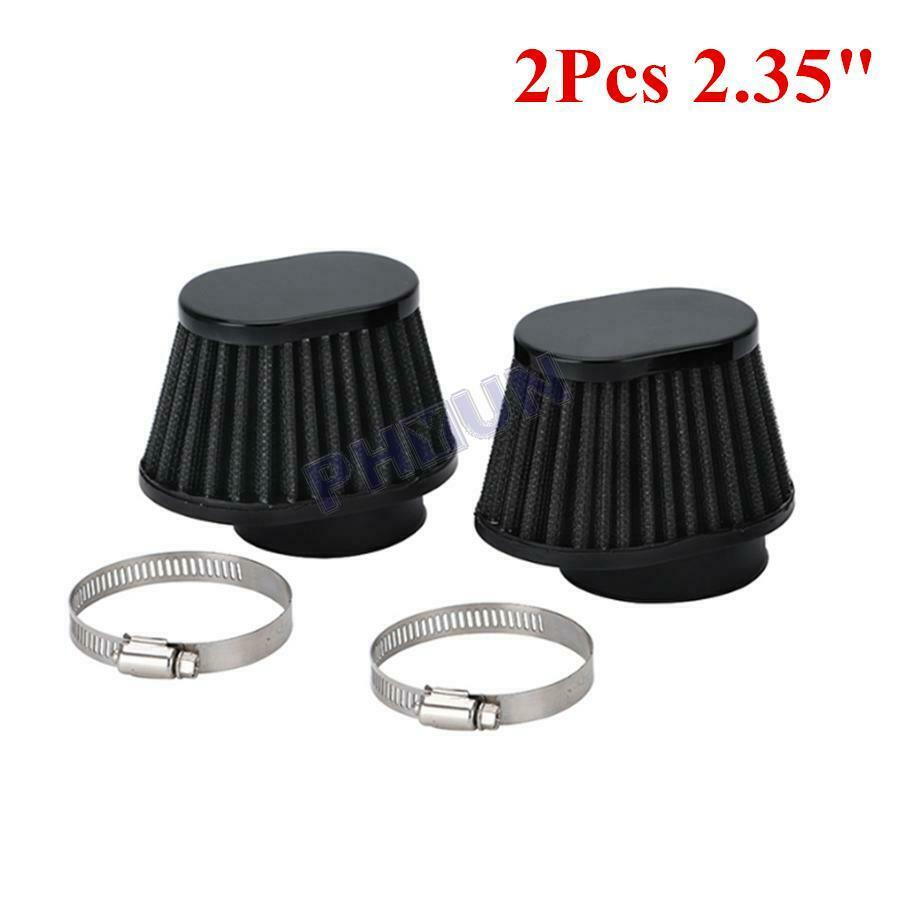 2x Motorcycle Air Filter High Flow Cone Filter Mushroom Head 2.35" Universal