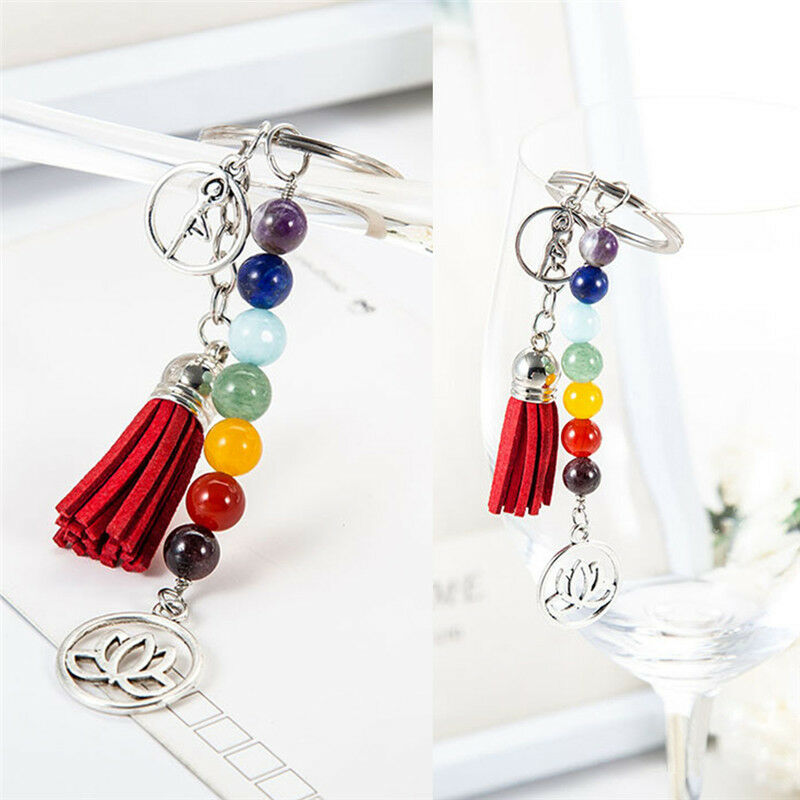 Tassel Lotus  8mm Beads Key Chain Ring Keychain Family Gift jewelry@X.l8