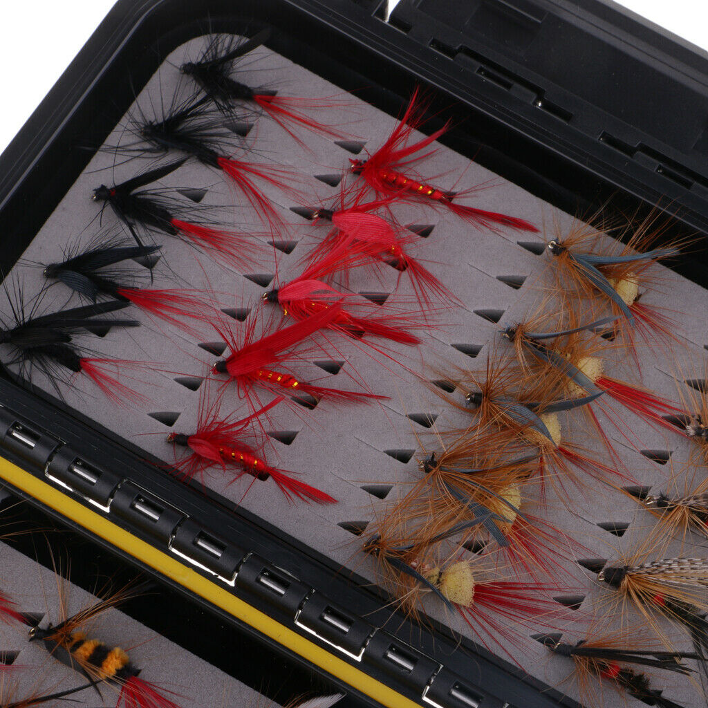 40 pieces fly fishing flies in tackle box fly flies carp fishing