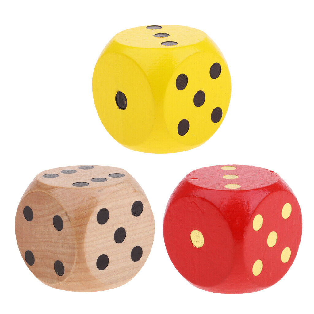 3 Pack 5cm D6 Dice Set for DND Math Teaching Table Games Casino Supplies