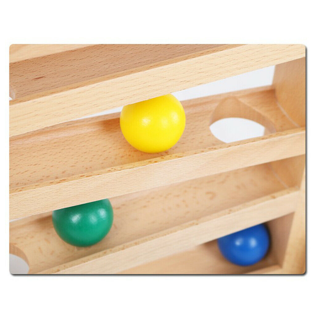 Wooden Race Ball Ramp Track with 4 Balls Montessori Toys for Toddlers Gift