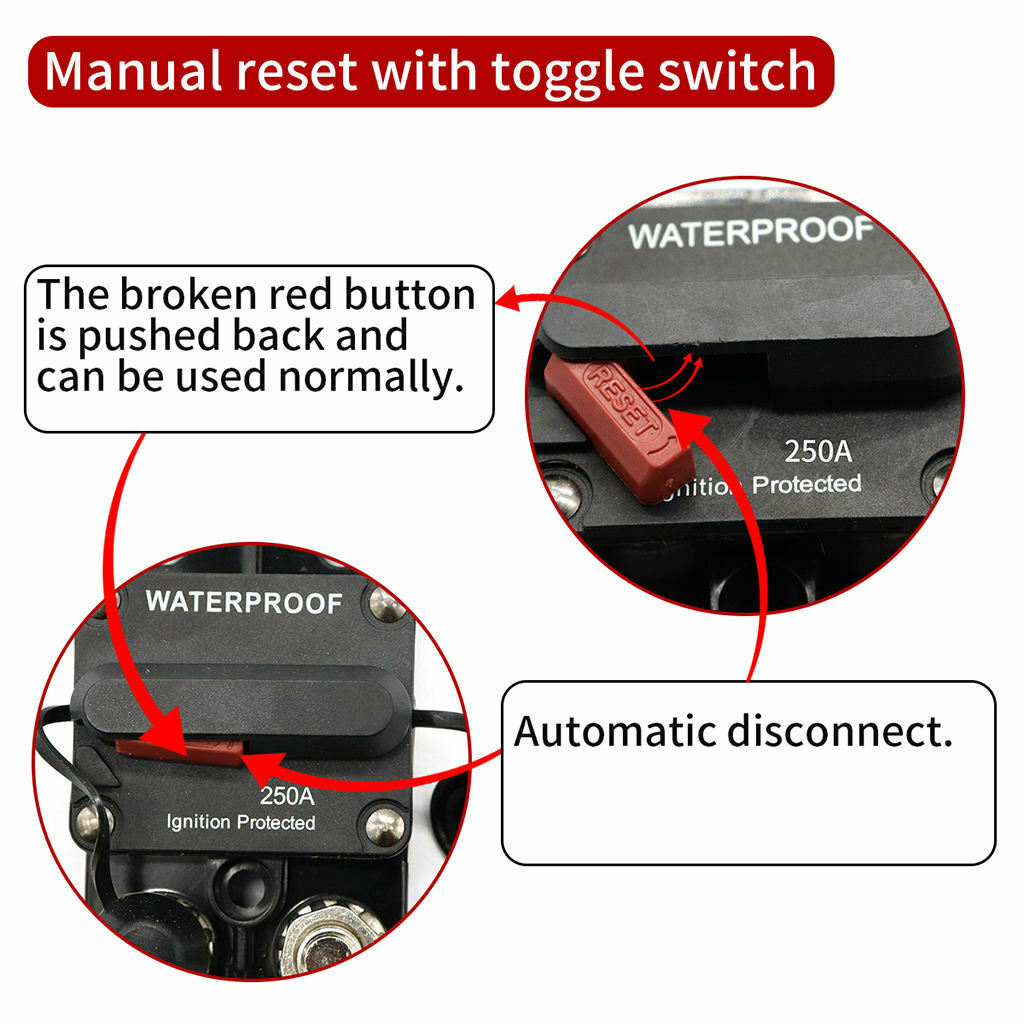 1 piece 250A manual reset circuit breaker for boat, marine,