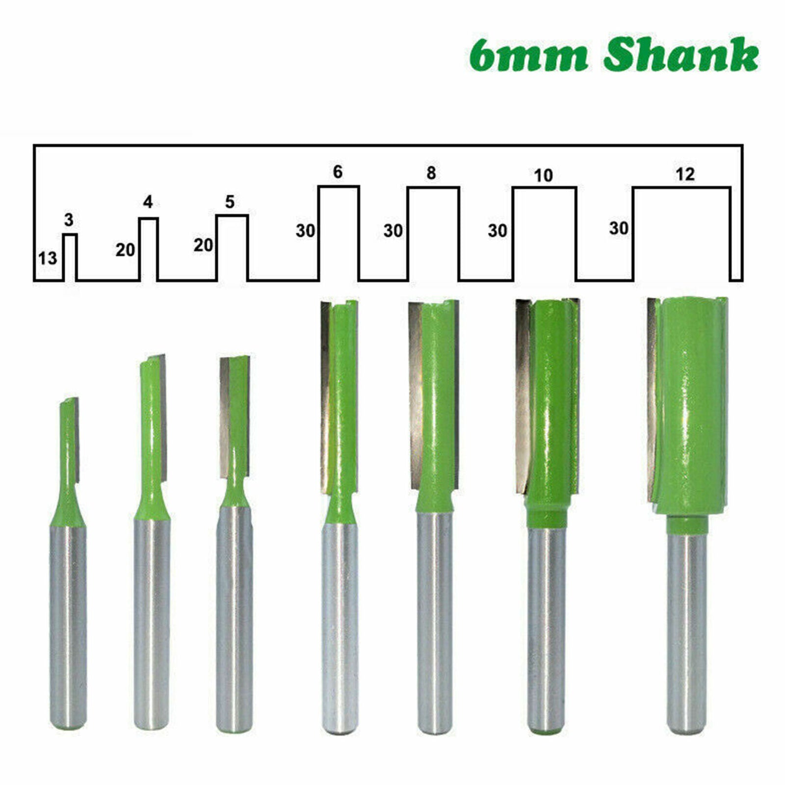 7Pcs 6MM Shank Woodworking Trim Carving Router Bit Set Milling Cutter Head Tools
