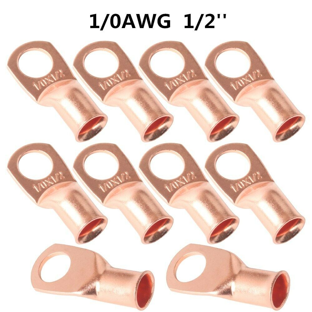 (20)1/0 AWG-1/2" Copper Lugs Ring Terminals Welding Battery Bare Connectors