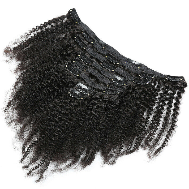16" Mongolian Kinky Curly Hair Weft Clip in 100% Afro Kinky Human Hair Extension