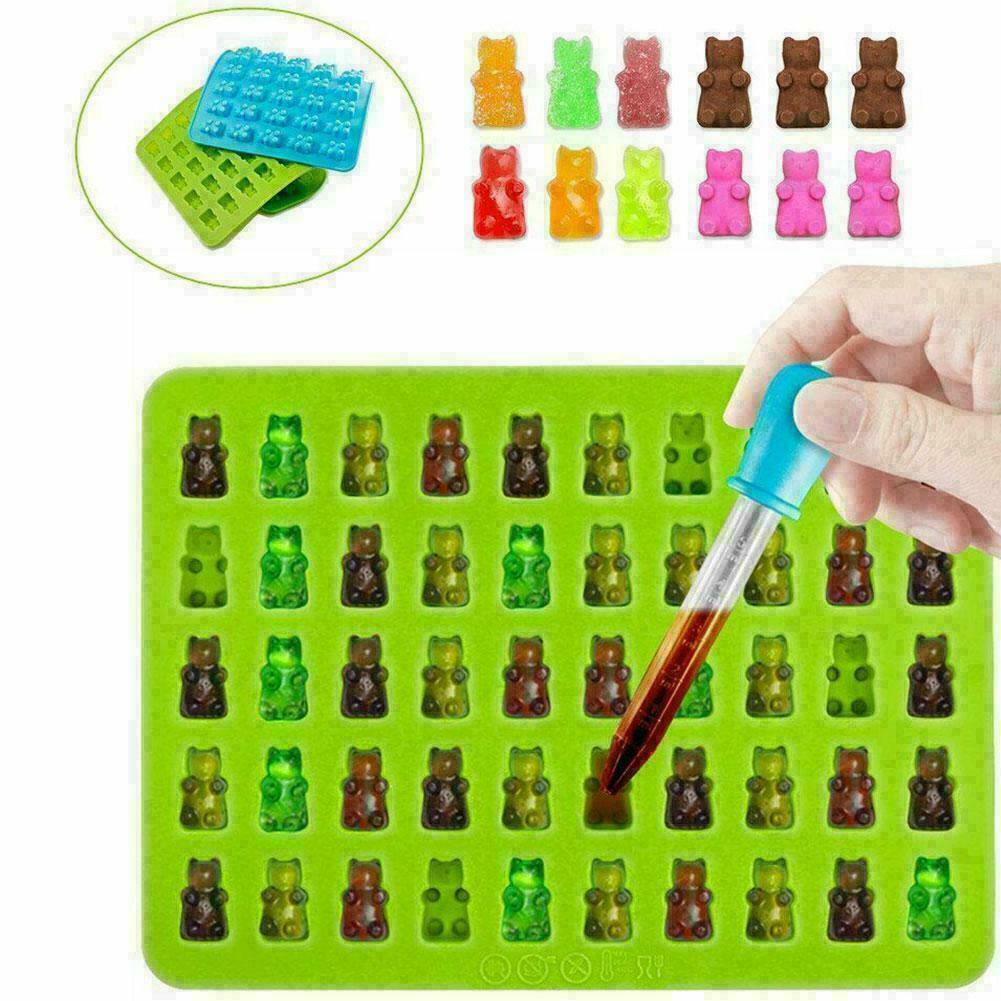 3X 50-Cavity Silicone Gummy Bear Chocolate Mold Candy Tray Moulds . Maker P5Z4