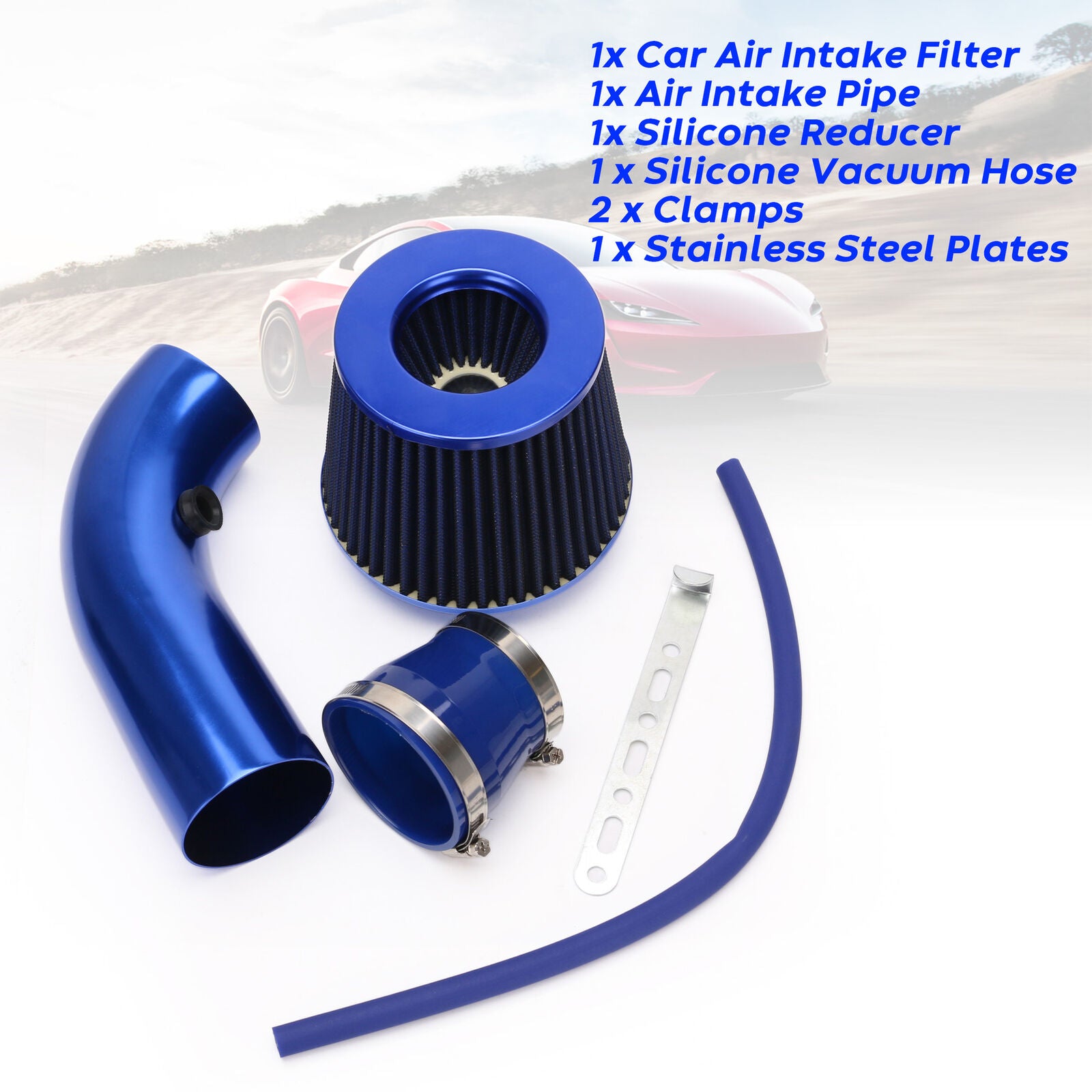 Full Set 3" 76mm Car Cold Air Intake System Turbo Induction Pipe Tube Kit