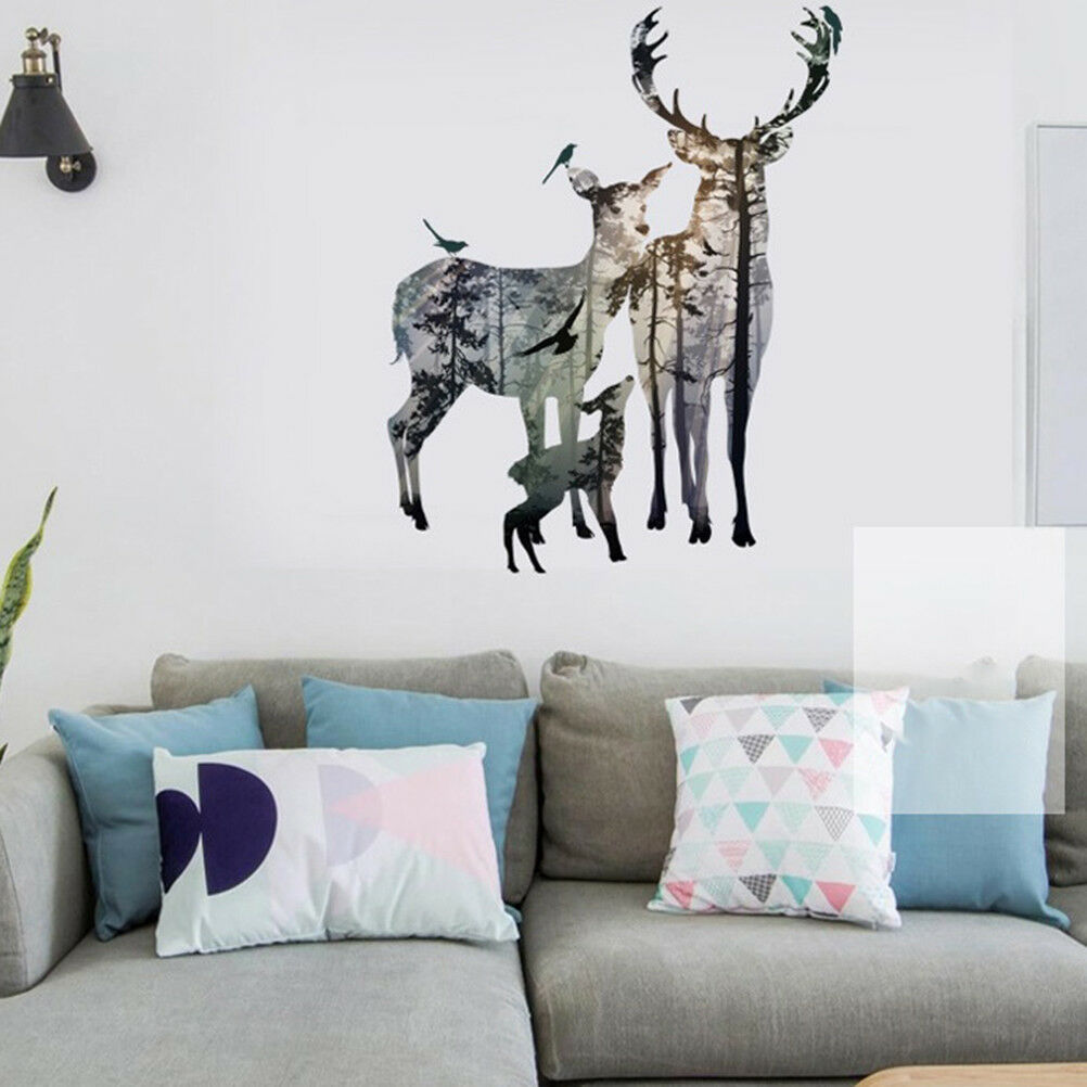 removable deer forest wall stickers decals art mural vinyl jfome decor di.l8