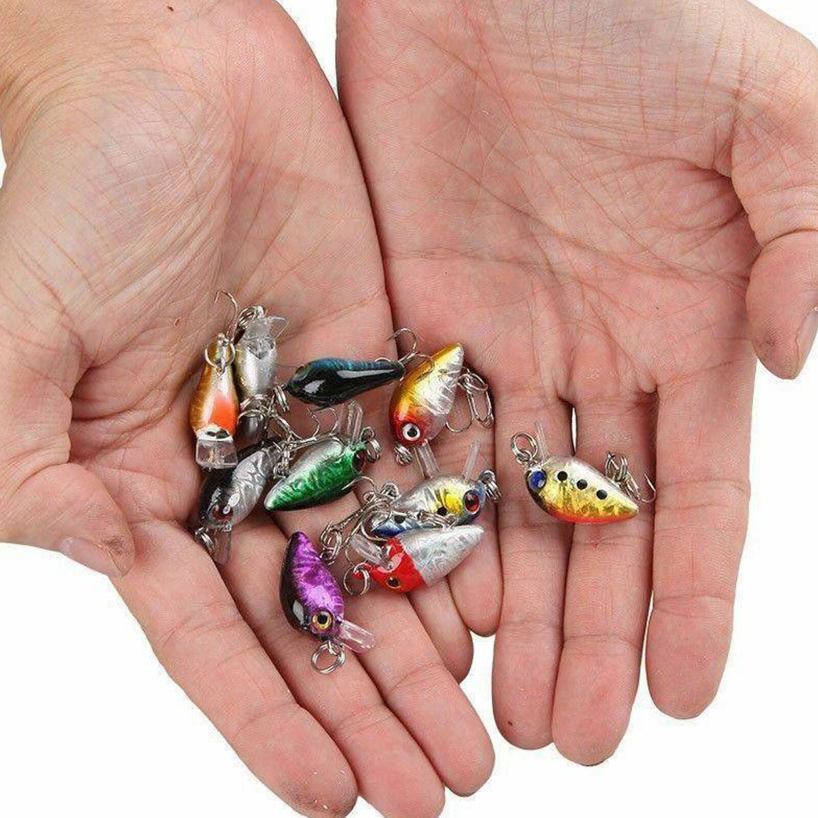 10Pc Mini Fishing Lures Kinds Of Minnow Fish Bass Tackle Hooks Baits Crankbait