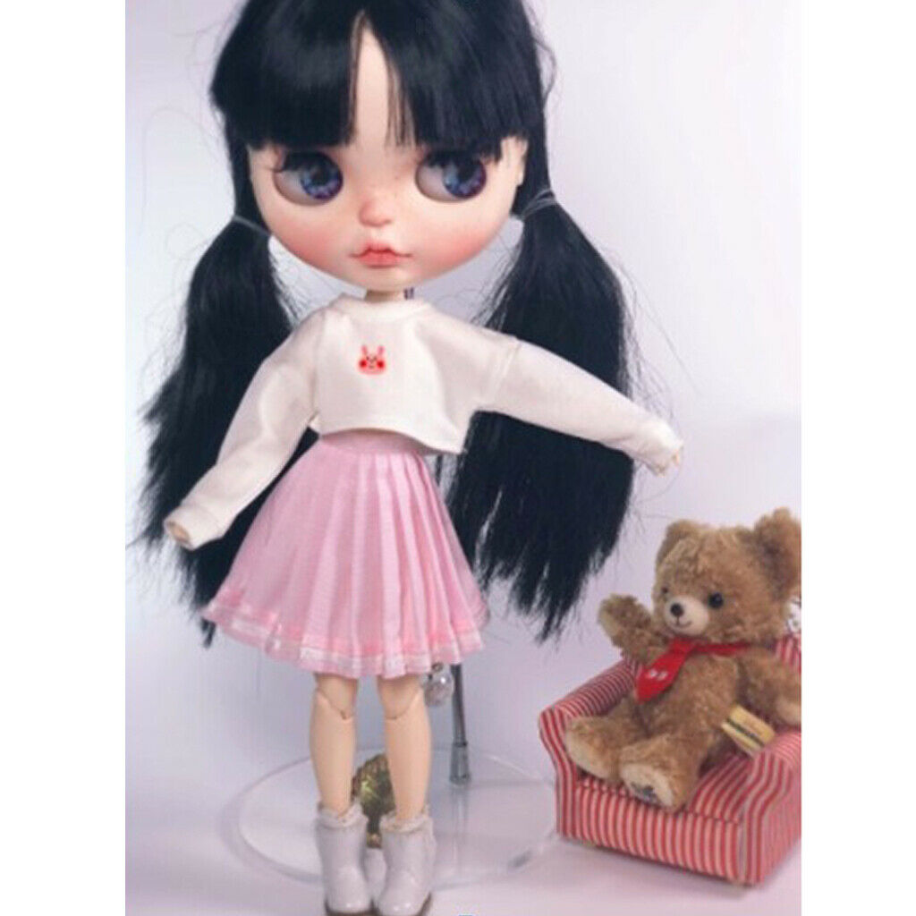 Two-pieces Rabbit Printed Top and Pink Pleated Dress for Blythe/Licca/Azone/BJD