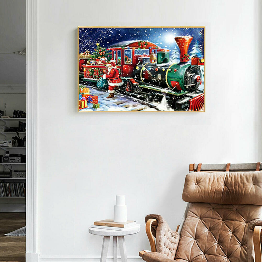 Christmas Train 5D DIY Full Drill Diamond Painting Cross Stitch Home Decor @