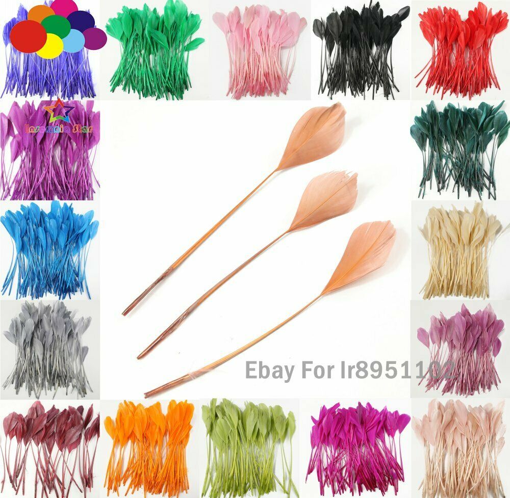 100PCS/LOT Stripped Goose Grass green Bridal Feathers 15-20cm Lace Width 4-6inch