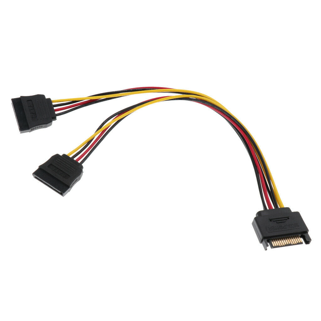 15 Pin SATA Male to Dual Female Power Adapter Extender Extension Cable