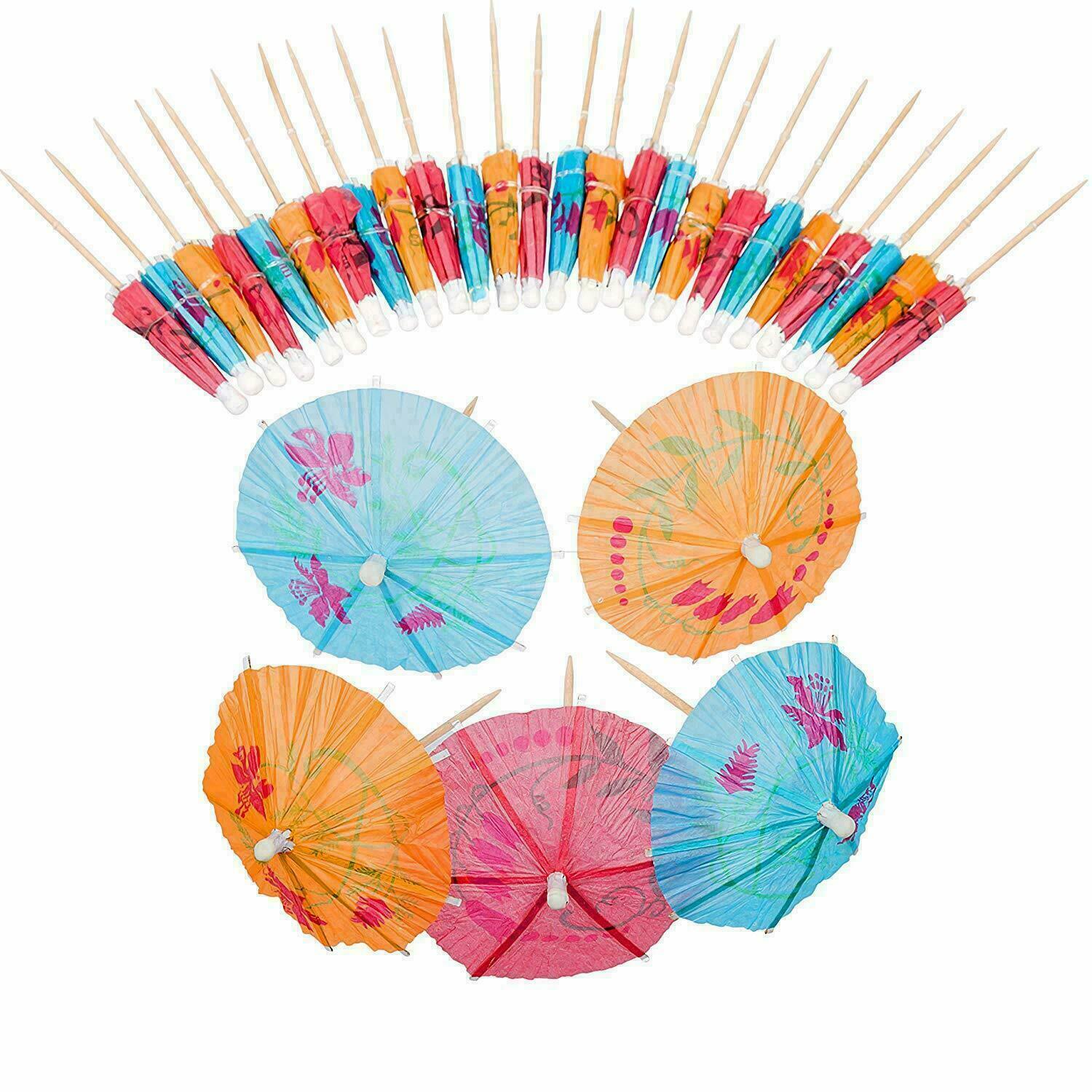 50pack Catering Cocktail Umbrellas Paper Drink Tropical Party Fruit Picks Supply
